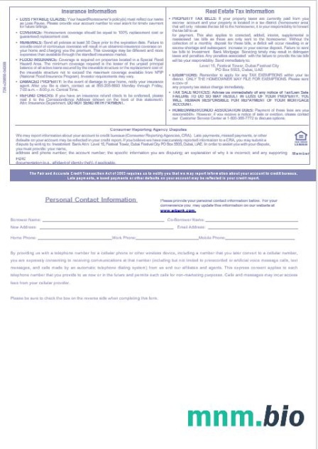 Zjednoczone Emiraty Arabskie Investment Bank wyciąg z kredytu hipotecznego w formatach Word i PDF, 3 strony 3